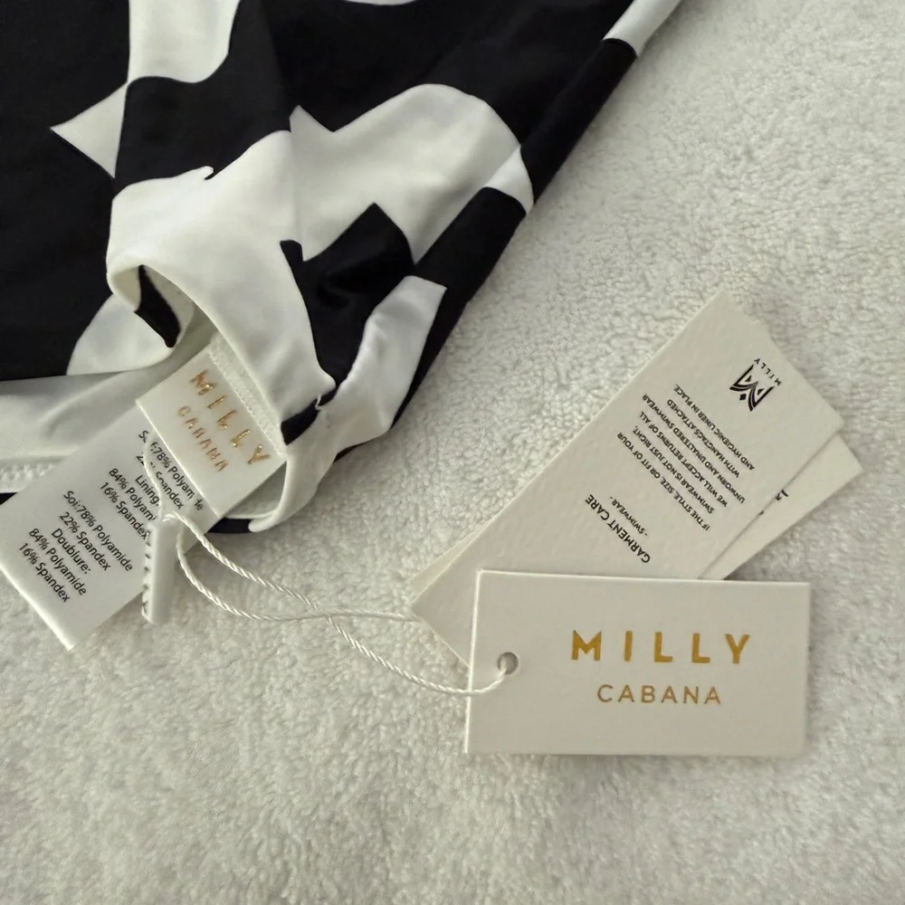 Milly Black and White Cutout One-Piece Swimsuit